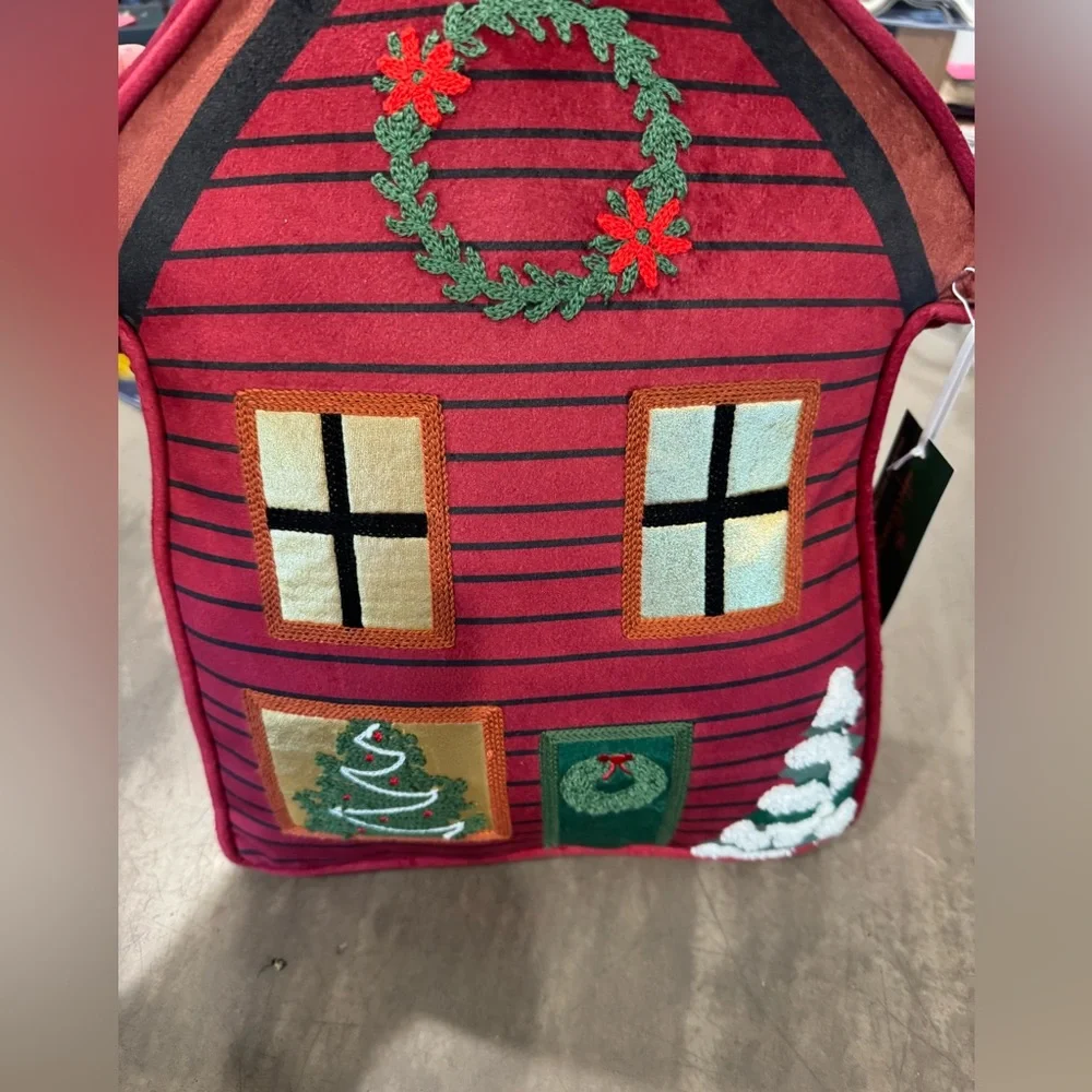 Hallmarks Red and Green Holiday House Pillow- cute cozy, fun and festive! 🎄